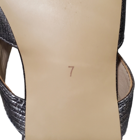 Jojos FADEKEMI Slide Metallic Pewter Jeweled Flower Bow Pointed Toe 7 - Picture 8 of 11